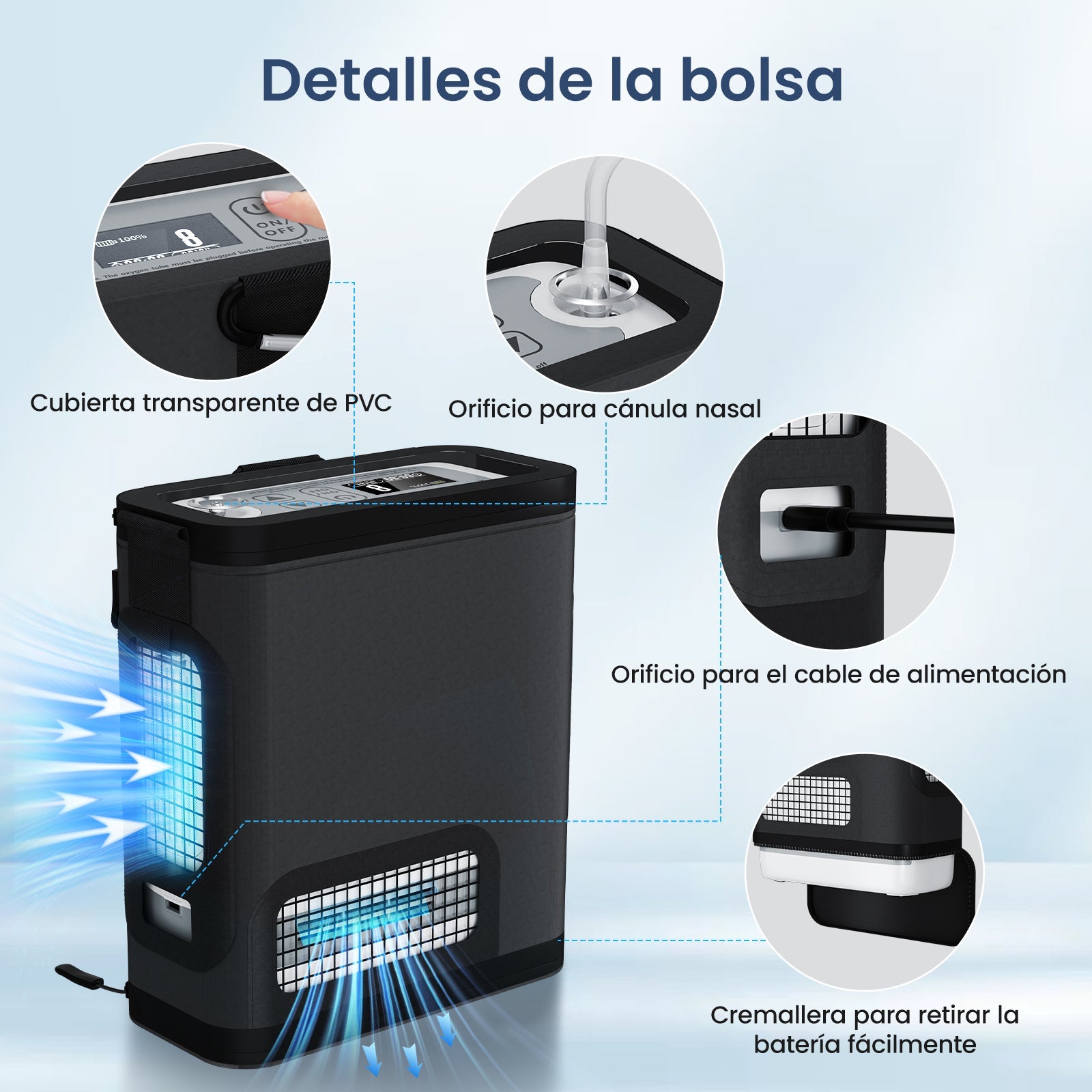 VARON VP-8G | Concentrador de Oxígeno Portátil flujo pulsado con 1–8 niveles ajustables CE