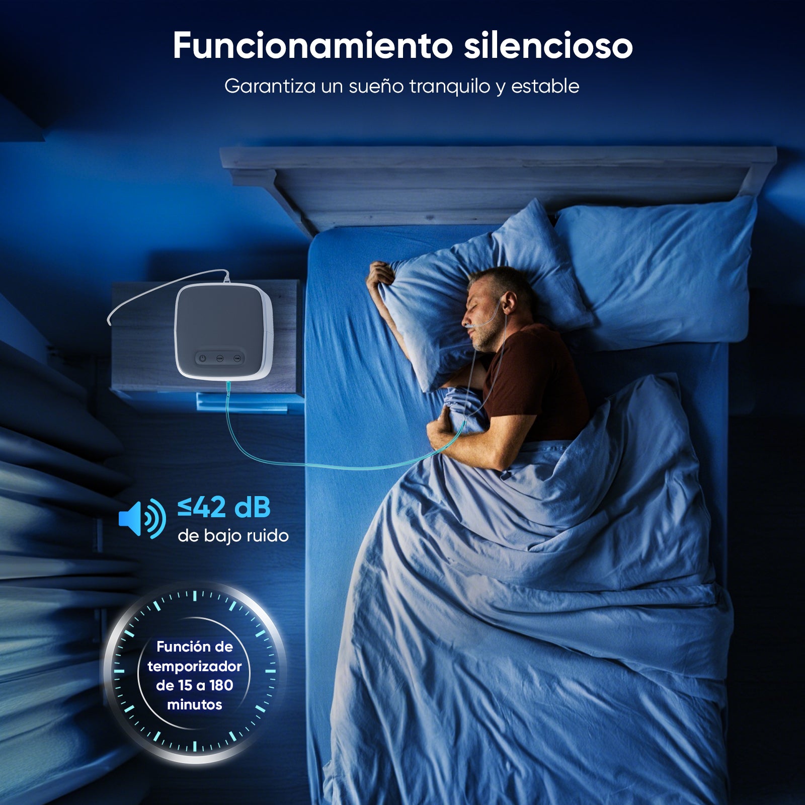 VARON VH-3 | Concentrador de Oxígeno para Hogar, Flujo Continuo 1-7L Ajustable, Control Remoto y Temporizador, Certificado CE