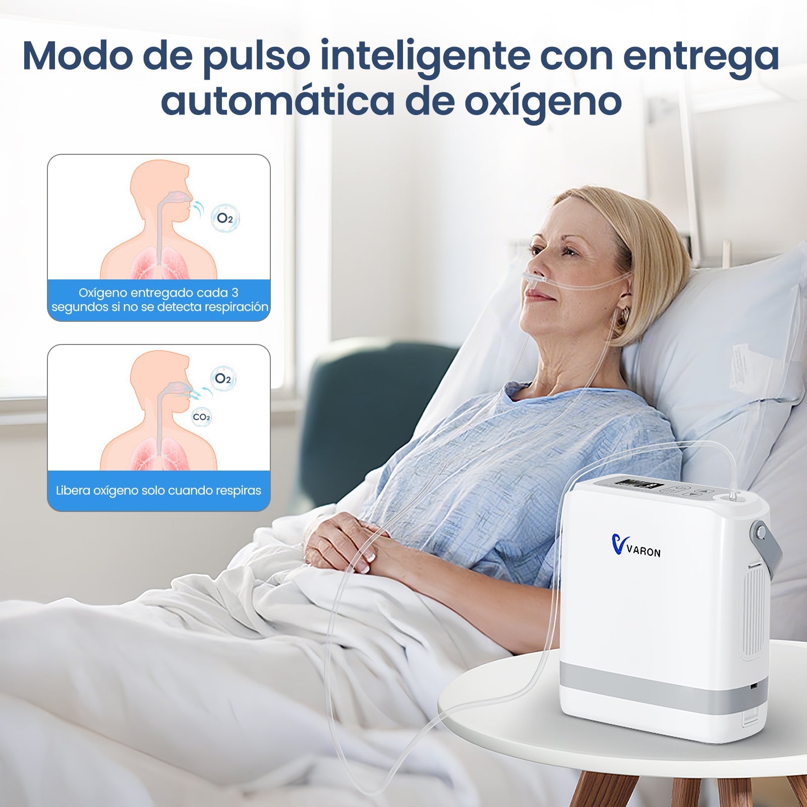 VARON VP-8G | Concentrador de Oxígeno Portátil flujo pulsado con 1–8 niveles ajustables CE