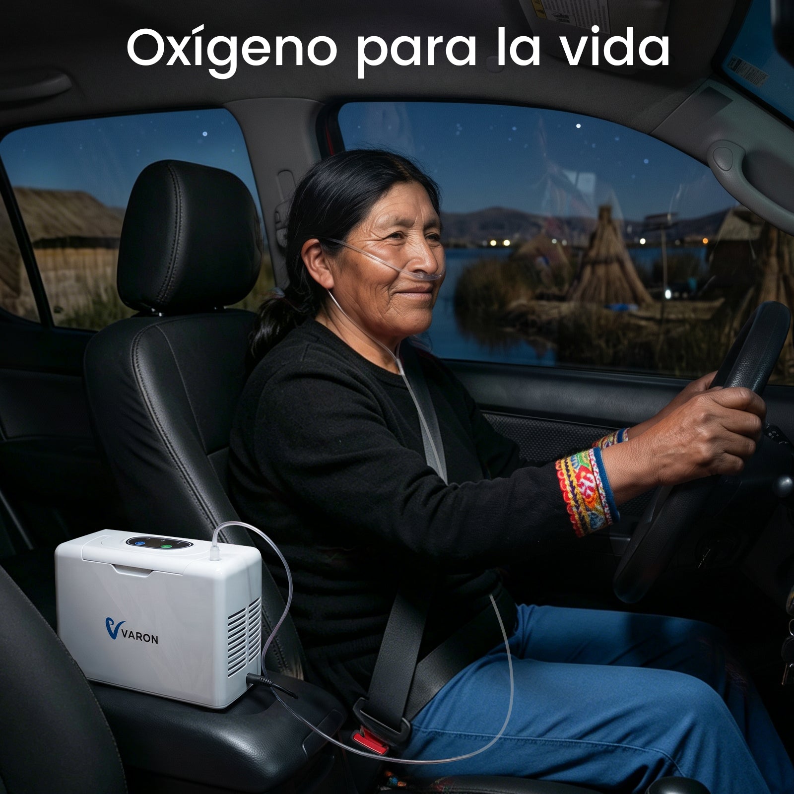VARON VL-2 | Dispositivo de oxígeno portátil flujo continuo 3 L/min ligero y compacto CE
