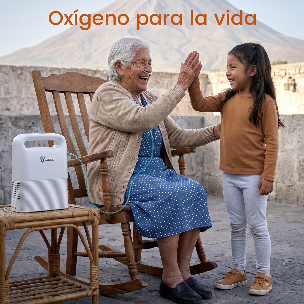 VARON VP-2 | Concentrador de oxígeno portátil  93% flujo pulsado 1–5 niveles CE