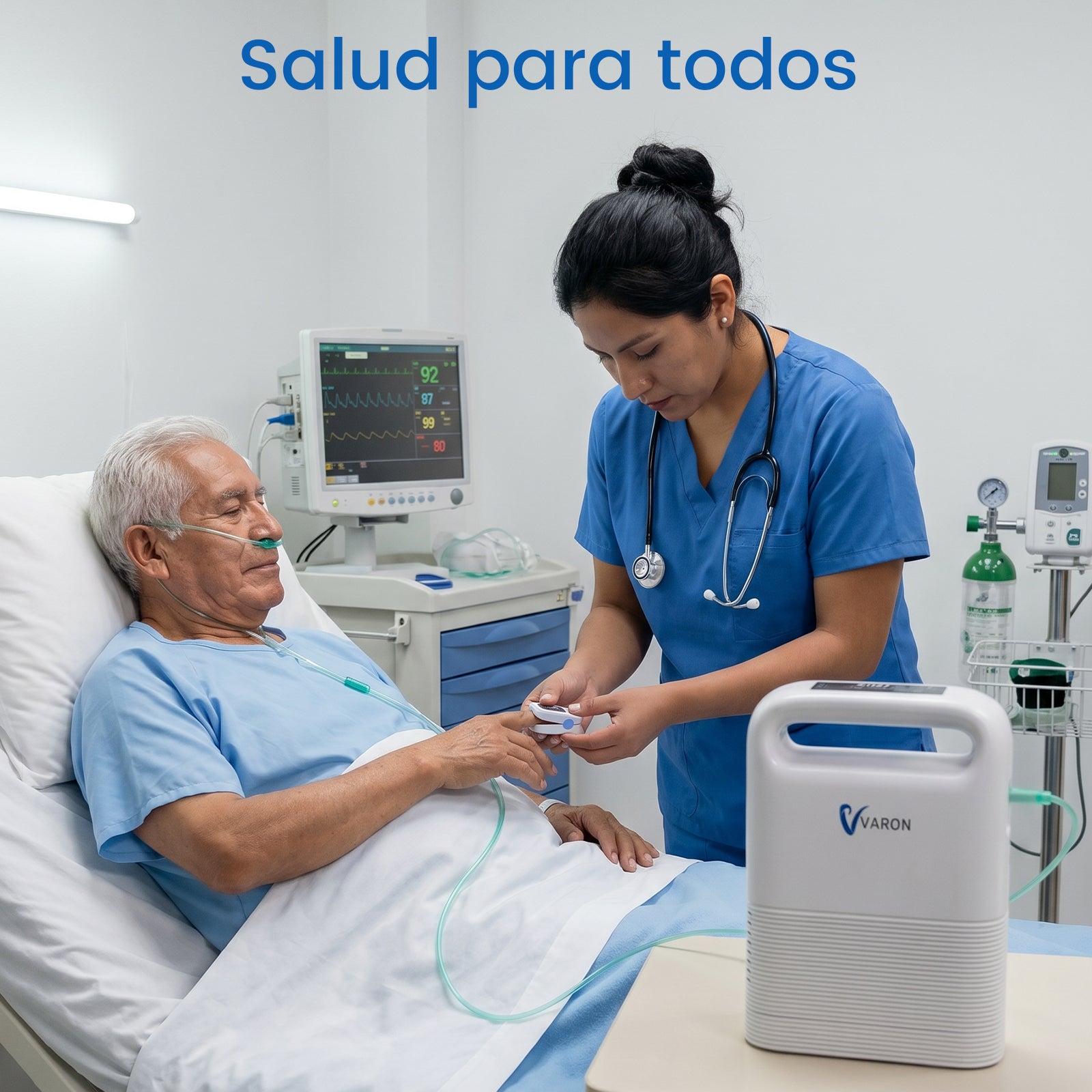 VARON VP-2 | Concentrador de oxígeno portátil  93% flujo pulsado 1–5 niveles CE