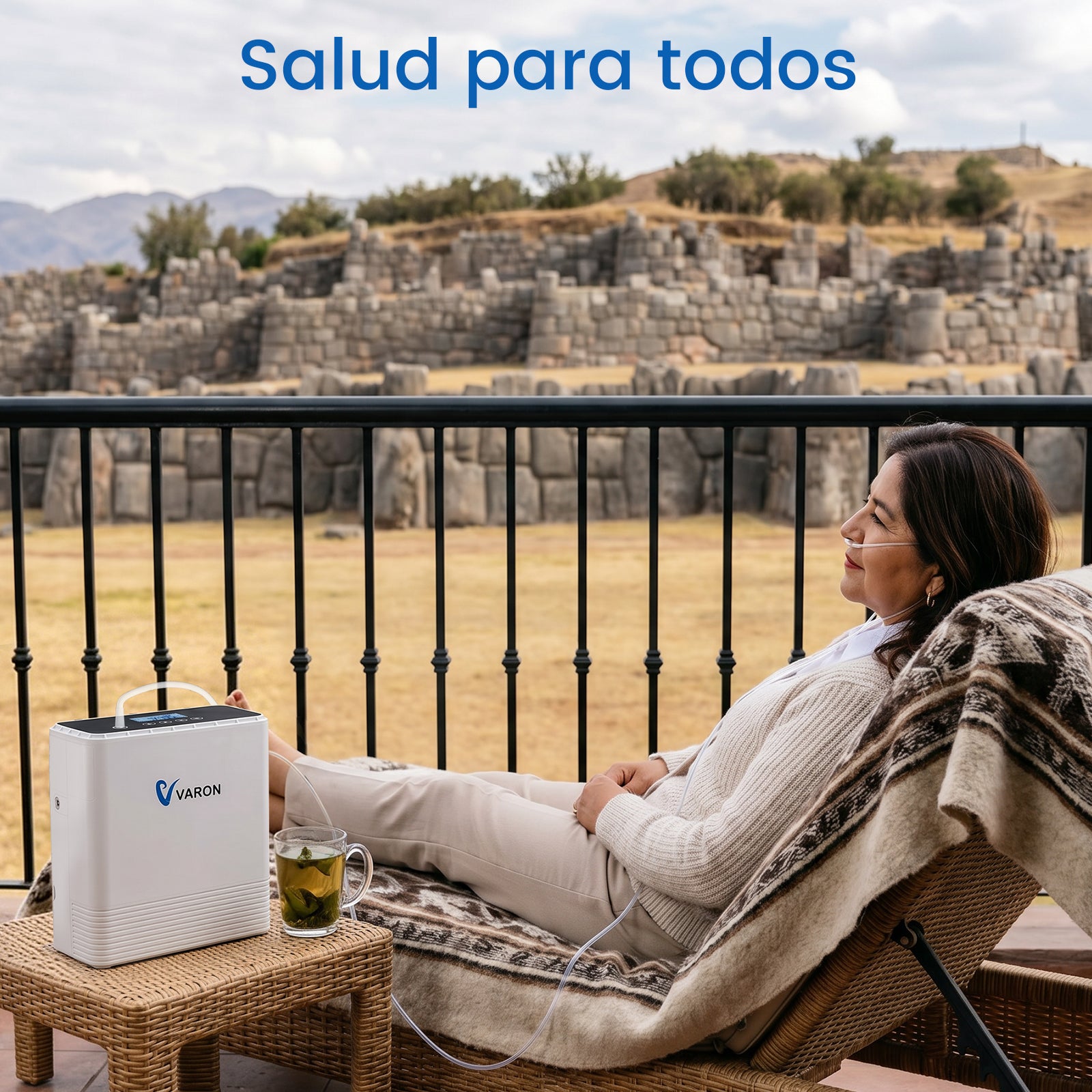 VARON VP-6 | Concentrador de oxígeno portátil de flujo continuo 1–6 L/min para uso diario CE