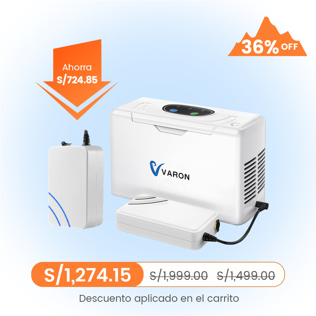 VARON VL-2 | Dispositivo de oxígeno portátil flujo continuo 3 L/min ligero y compacto CE