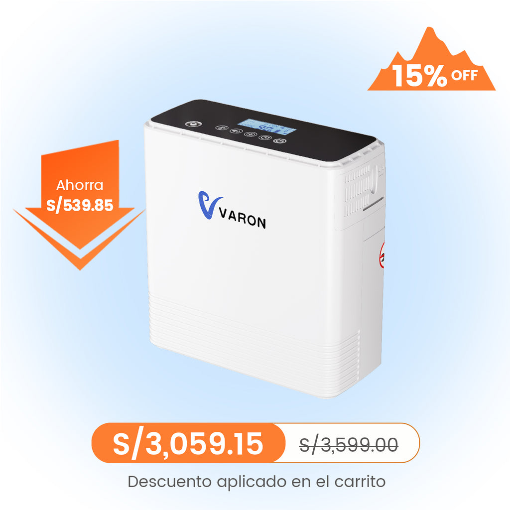 VARON VP-6 | Concentrador de oxígeno portátil de flujo continuo 1–6 L/min para uso diario CE