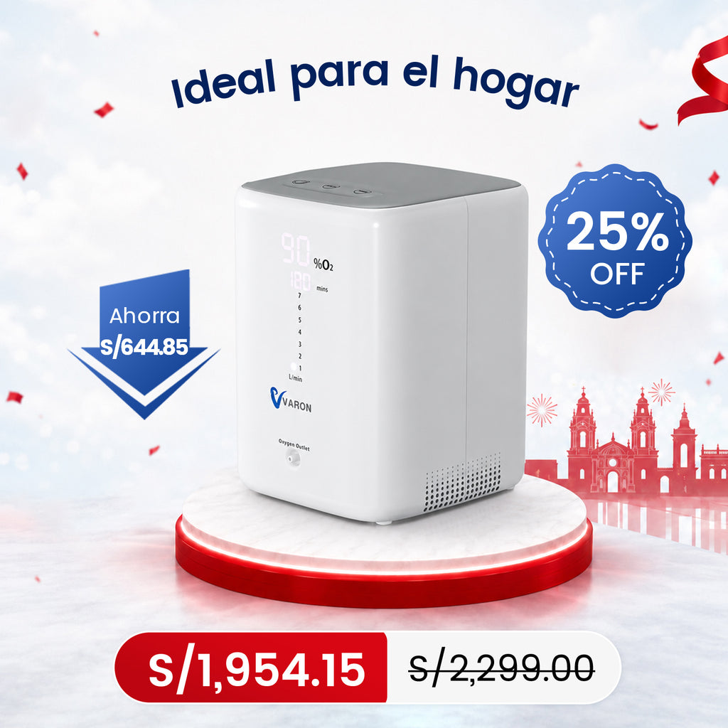 VARON VH-3 | Concentrador de Oxígeno para Hogar, Flujo Continuo 1-7L Ajustable, Control Remoto y Temporizador, Certificado CE
