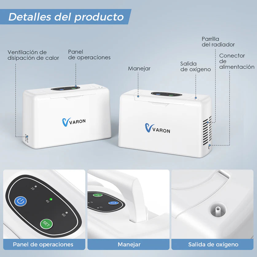 VARON VL-2 | Dispositivo de oxígeno portátil de 3 litros
