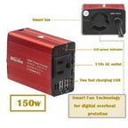 Inversor de corriente para coche de 150 W, adaptador CC/CA para coche