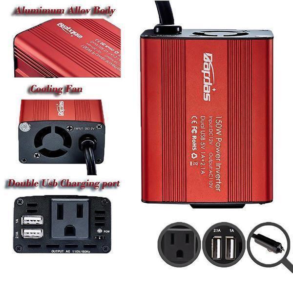 Inversor de corriente para coche de 150 W, adaptador CC/CA para coche