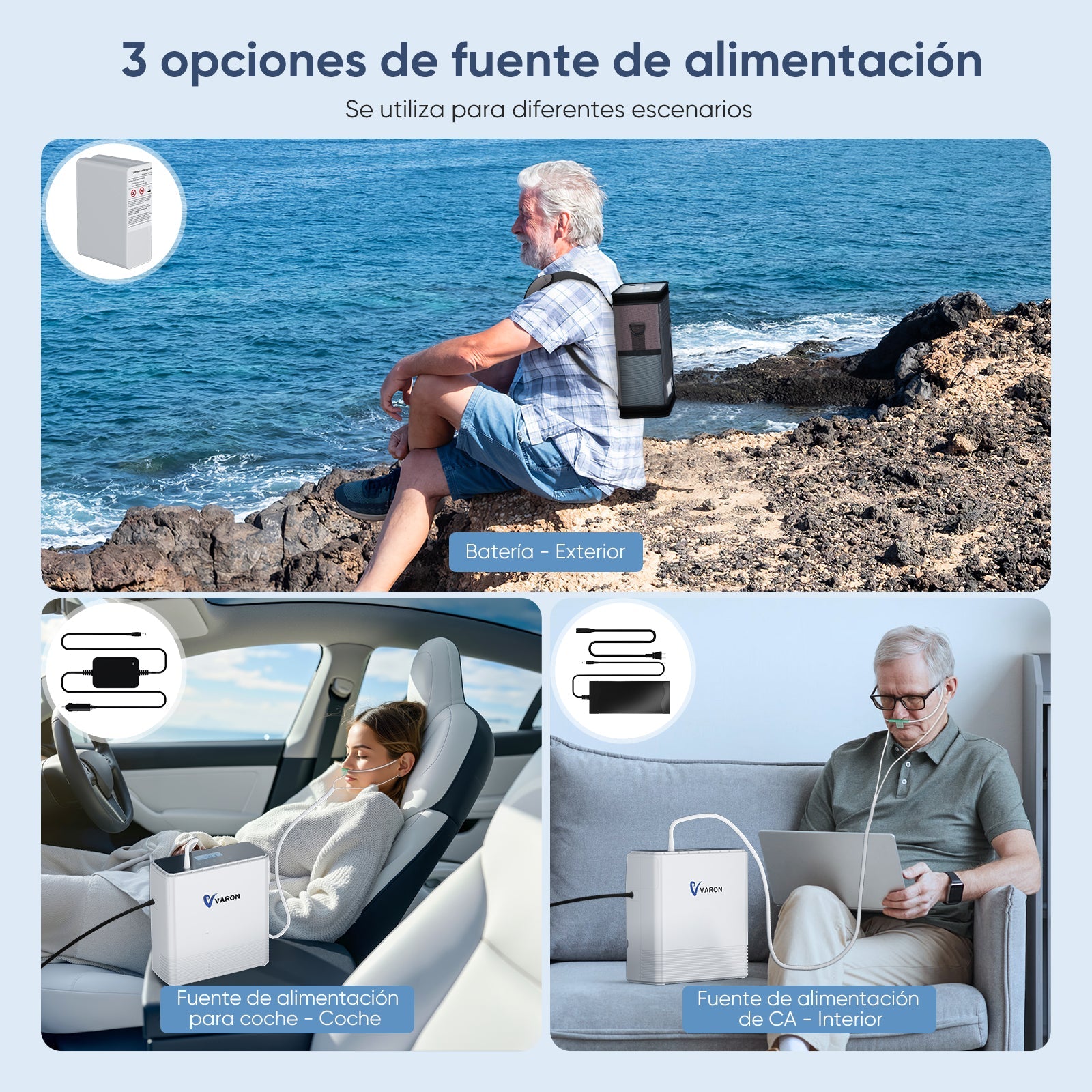 VARON VP-6 | Concentrador de oxígeno portátil de flujo continuo 1–6 L/min para uso diario CE