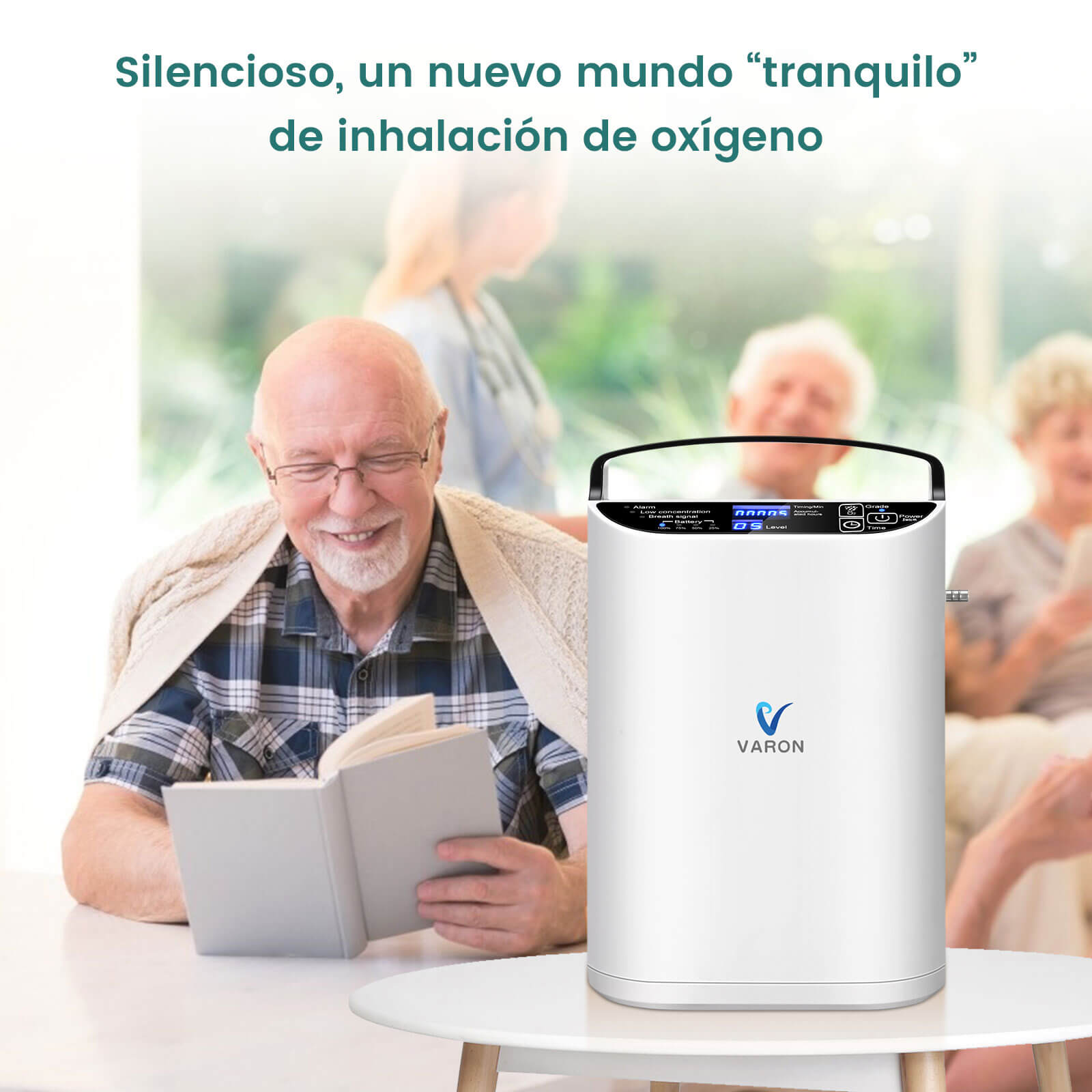 VARON VP-1 | Concentrador de oxígeno portátil de flujo pulsado  (1–5 niveles) para uso en casa y viaje CE