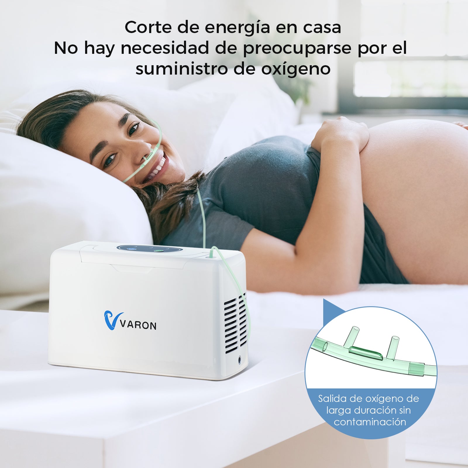 VARON VL-2 | Dispositivo de oxígeno portátil flujo continuo 3 L/min ligero y compacto CE