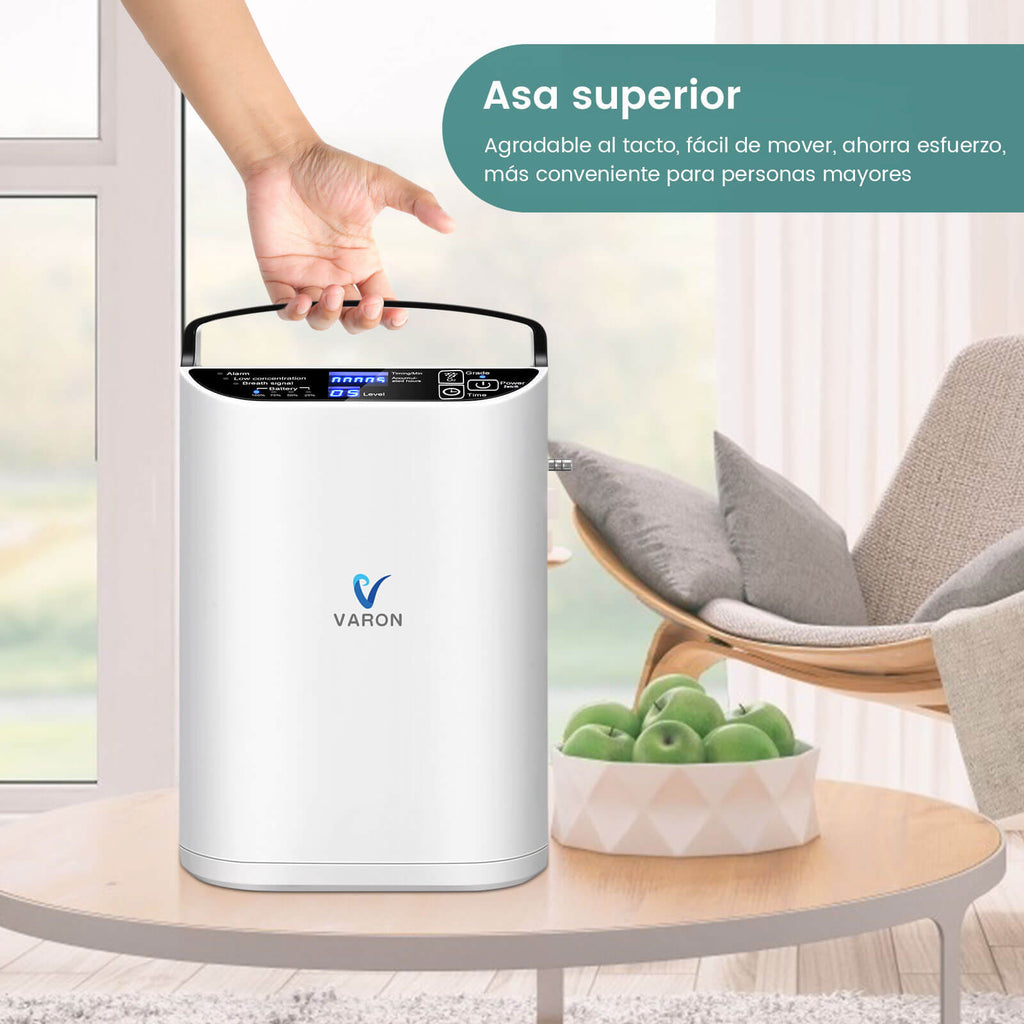VARON VP-1 | Concentrador de oxígeno portátil de flujo pulsado  (1–5 niveles) para uso en casa y viaje CE