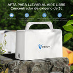 VARON VL-2 | Dispositivo de oxígeno portátil flujo continuo 3 L/min ligero y compacto CE