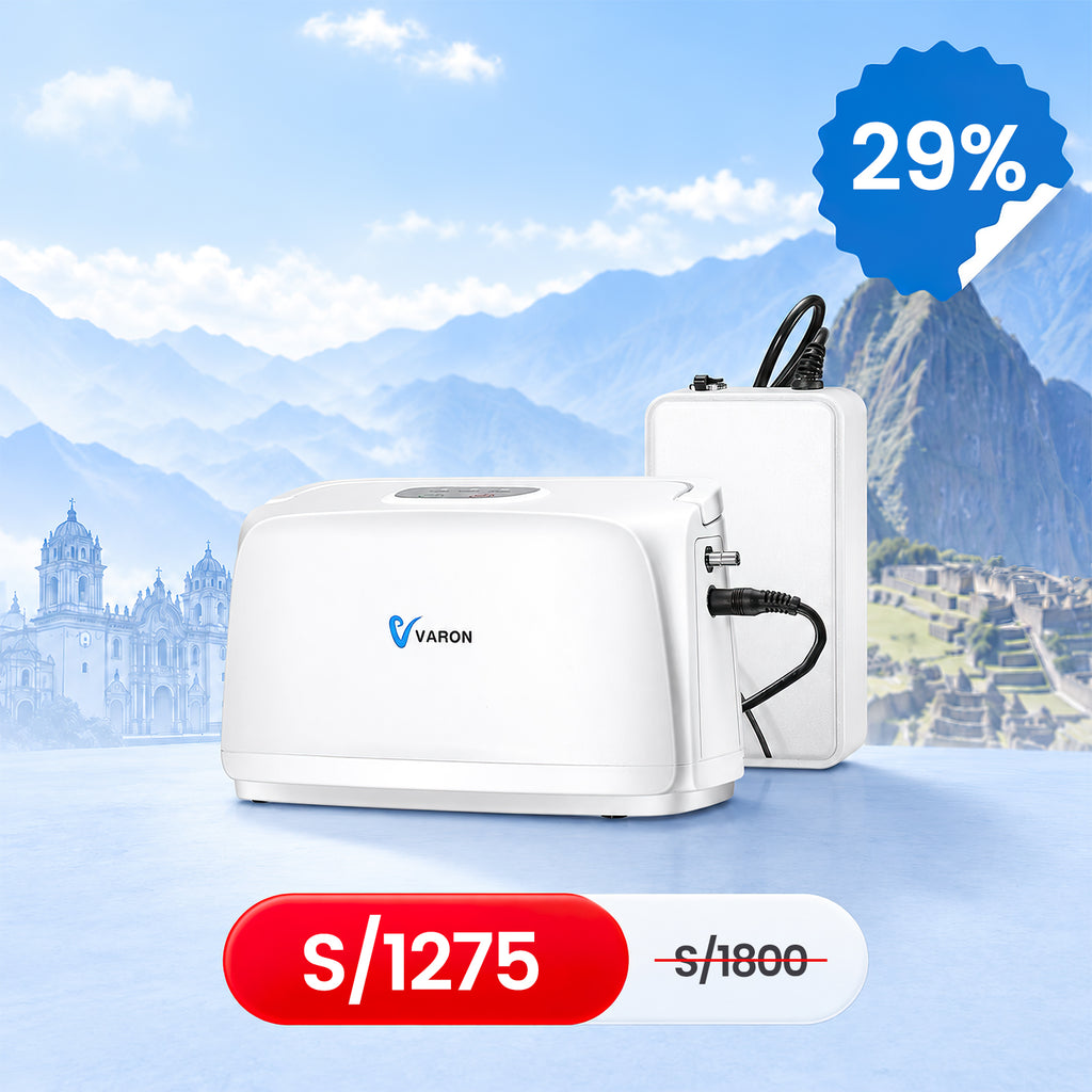 VARON VL-1 | Concentrador de Oxígeno Portátil Modo de Frecuencia Fija, Batería Recargable y Certificación CE
