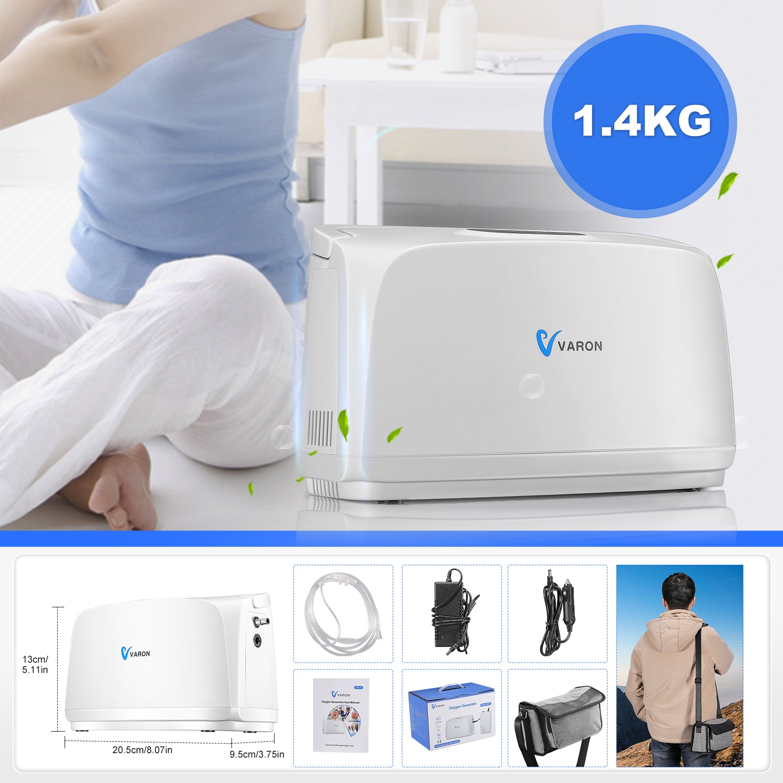 VARON VL-1 | Concentrador de Oxígeno de la Serie Ligera 3 L/min ideal para viajes CE ideal viaje