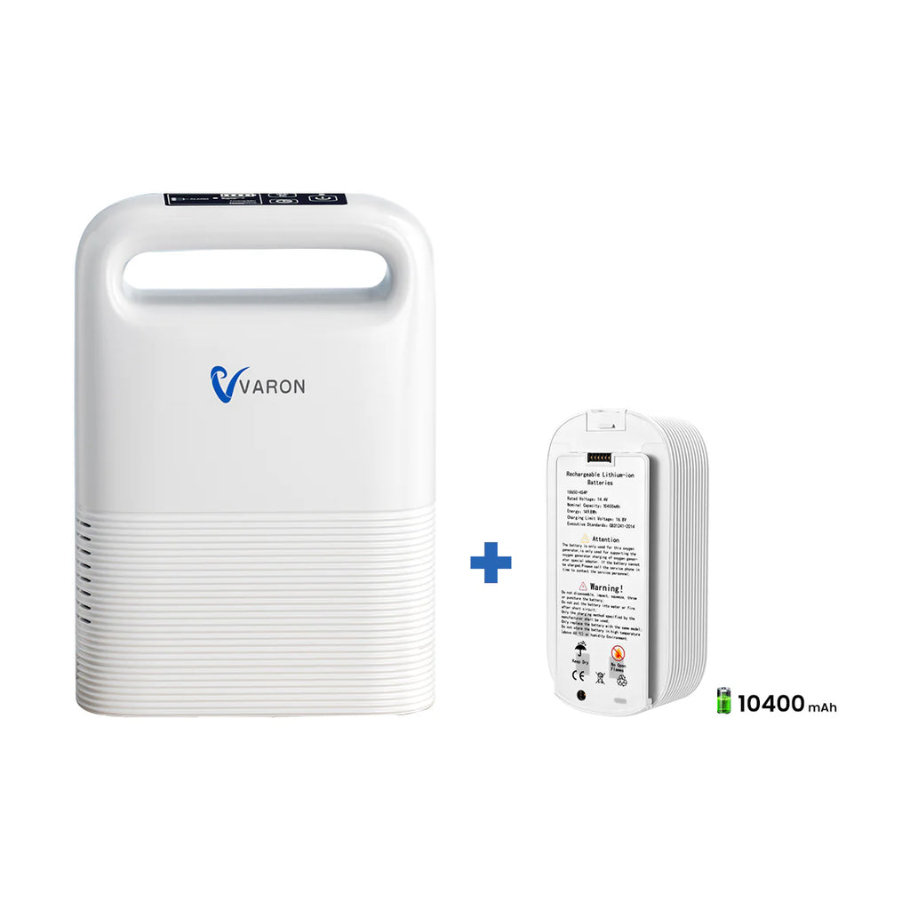 VARON VP-2 | Concentrador de oxígeno portátil  93% flujo pulsado 1–5 niveles CE
