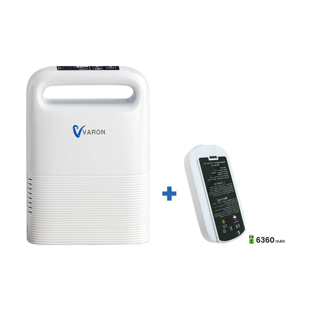 VARON VP-2 | Concentrador de oxígeno portátil  93% flujo pulsado 1–5 niveles CE