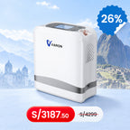 VARON VP-8 Lite Concentrador de Oxígeno Portátil 2 kg | Flujo por pulsos 1–7 | Uso doméstico y portátil